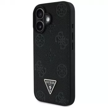 Guess Grained Hot Stamp Peony Triangle Logo MagSafe futrola za iPhone 16 (crna)
