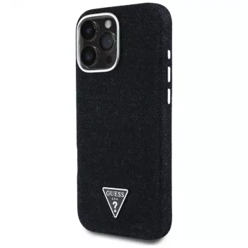 Guess Denim Triangle Logo MagSafe futrola za Apple iPhone 16 Pro, crna