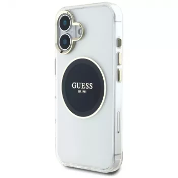 Guess IML Metal Colored Circle Classic Logo MagSafe futrola za iPhone 16 (crna)
