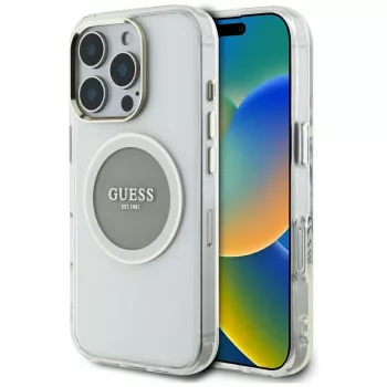 Guess IML Metal Colored Circle Classic Logo MagSafe futrola za iPhone 16 Pro Max (siva)