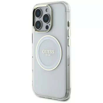 Guess IML Metal Colored Circle Classic Logo MagSafe futrola za iPhone 16 Pro Max (bijela)