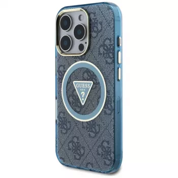 Guess IML Metal Glitter 4G Circle Triangle MagSafe futrola za iPhone 16 Pro Max (plava)