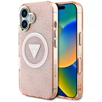 Guess IML Metal Glitter 4G Circle Triangle MagSafe futrola za iPhone 16 (pink)