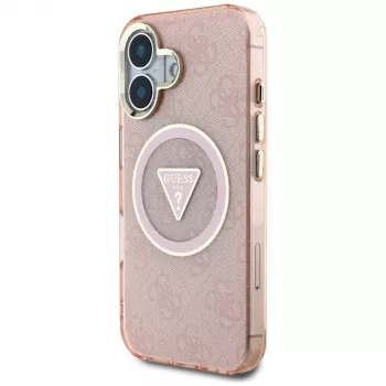 Guess IML Metal Glitter 4G Circle Triangle MagSafe futrola za iPhone 16 (pink)