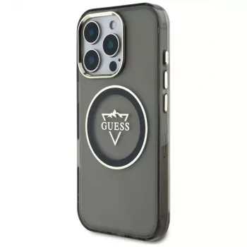 Guess IML Metal Mountain Logo MagSafe futrola za iPhone 16 Pro Max (crna)