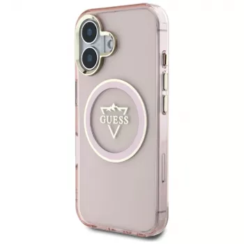 Guess IML Metal Mountain Logo MagSafe futrola za Apple iPhone 16 (roza)