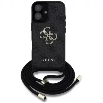 Guess 4G Big Logo Cord Strap Crossbody futrola za iPhone 16, crna