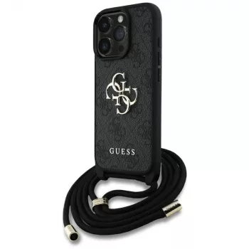 Guess 4G Big Logo Cord Strap Crossbody futrola za iPhone 16 Pro (crna)