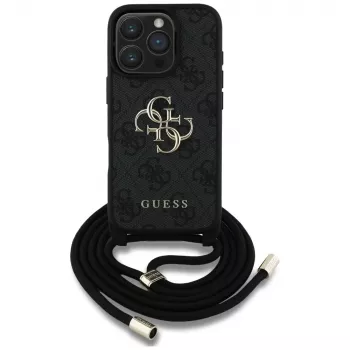 Guess 4G Big Logo Cord Strap Crossbody futrola za iPhone 16 Pro (crna)