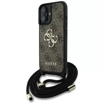 Guess 4G Big Logo Cord Strap Crossbody futrola za iPhone 16 smeđa