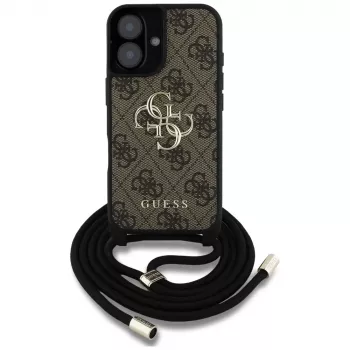 Guess 4G Big Logo Cord Strap Crossbody futrola za iPhone 16 smeđa