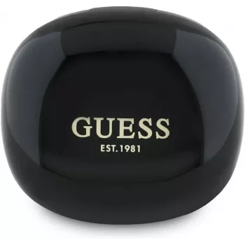 Guess Flat Classic Logo Electroplated TWS slušalice s futrolom za punjenje, crne