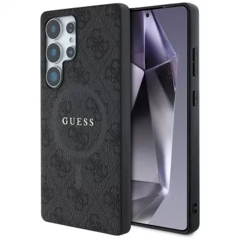 Guess Leather 4G Colored Ring Classic Logo MagSafe stražnja futrola za Samsung Galaxy S25 Ultra, crna