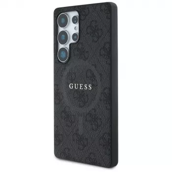 Guess Leather 4G Colored Ring Classic Logo MagSafe stražnja futrola za Samsung Galaxy S25 Ultra, crna