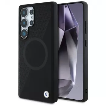 BMW kožna MagSafe futrola s poluteksturom za Samsung Galaxy S25 Ultra crna