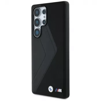 BMW kožna MagSafe futrola s velikim prugama za Samsung Galaxy S25 Ultra crna