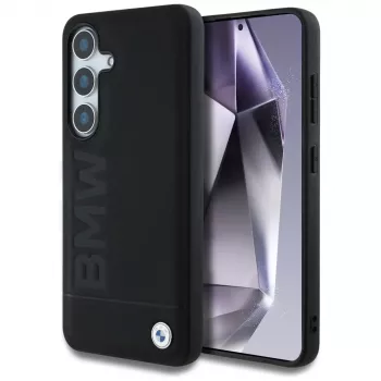 BMW Leather Big Wordmark futrola za Samsung Galaxy S25 crna