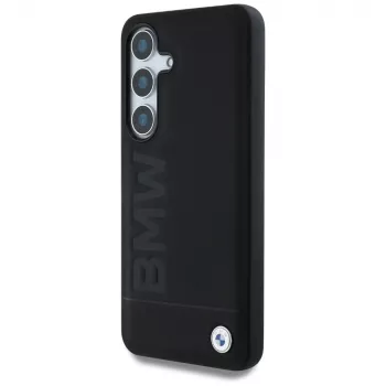 BMW Leather Big Wordmark futrola za Samsung Galaxy S25+ crna