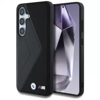 BMW kožna MagSafe futrola s velikim prugama za Samsung Galaxy S25 crna