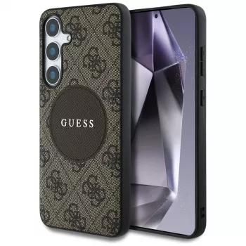 Guess 4G Round Patch Classic Logo MagSafe futrola za Samsung Galaxy S25+ (smeđa)