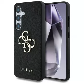 Guess Grained Big 4G Logo Small Classic Logo stražnja futrola za Samsung Galaxy S25, crna