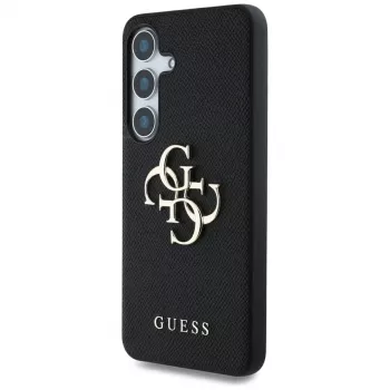 Guess Grained Big 4G Logo Small Classic Logo stražnja futrola za Samsung Galaxy S25, crna