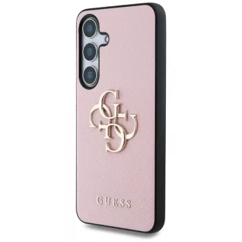 Guess Grained Big 4G Logo Small Classic Logo stražnja futrola za Samsung Galaxy S25 roza