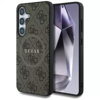 Guess Leather 4G Colored Ring Classic Logo MagSafe futrola za Samsung Galaxy S25 (smeđa)