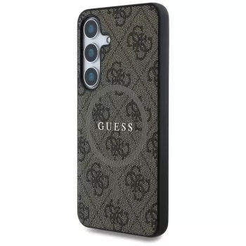 Guess Leather 4G Colored Ring Classic Logo MagSafe futrola za Samsung Galaxy S25 (smeđa)
