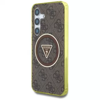Guess 4G Glitter Triangle Buttons MagSafe futrola za Samsung Galaxy S25 (smeđa)