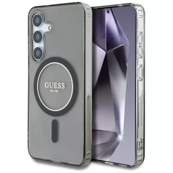 Guess Glitter Circle Classic Logo MagSafe futrola za Samsung Galaxy S25 crna