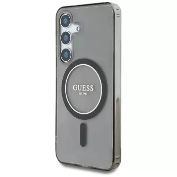 Guess Glitter Circle Classic Logo MagSafe futrola za Samsung Galaxy S25 crna