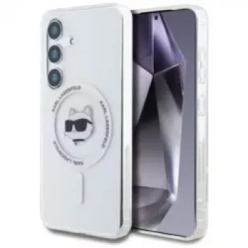 Karl Lagerfeld Button Choupette Head Printed Logo MagSafe futrola za Samsung Galaxy S25 bijela
