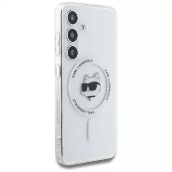 Karl Lagerfeld Button Choupette Head Printed Logo MagSafe futrola za Samsung Galaxy S25 bijela