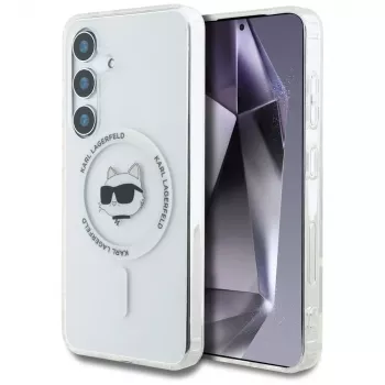 Karl Lagerfeld Button Choupette Head Printed Logo MagSafe futrola za Samsung Galaxy S25+ bijela