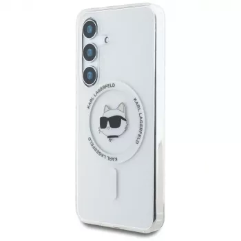 Karl Lagerfeld Button Choupette Head Printed Logo MagSafe futrola za Samsung Galaxy S25+ bijela