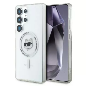 Karl Lagerfeld Button Choupette Head Printed Logo MagSafe futrola za Samsung Galaxy S25 Ultra bijela