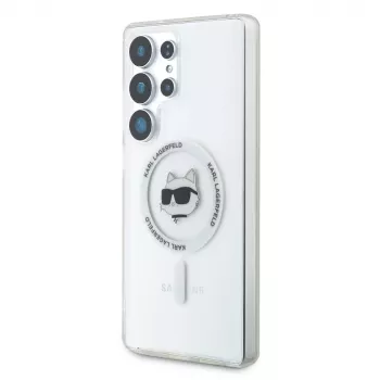 Karl Lagerfeld Button Choupette Head Printed Logo MagSafe futrola za Samsung Galaxy S25 Ultra bijela