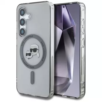 KARL LAGERFELD Button Karl & Choupette Heads Printed Logo MagSafe futrola za Samsung Galaxy S25, crna