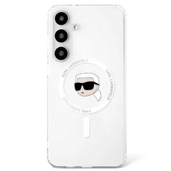 KARL LAGERFELD Button Karl Head Printed Logo MagSafe futrola za Samsung Galaxy S25, bijela