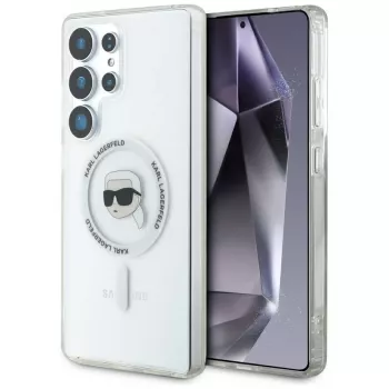 KARL LAGERFELD Button Karl Head Printed Logo MagSafe futrola za Samsung Galaxy S25 Ultra bijela