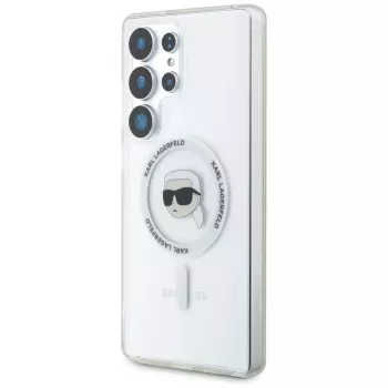 KARL LAGERFELD Button Karl Head Printed Logo MagSafe futrola za Samsung Galaxy S25 Ultra bijela
