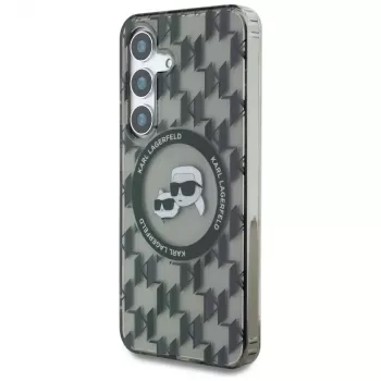 Karl Lagerfeld Button Karl & Choupette Heads On KL Pattern MagSafe futrola za Samsung Galaxy S25 crna