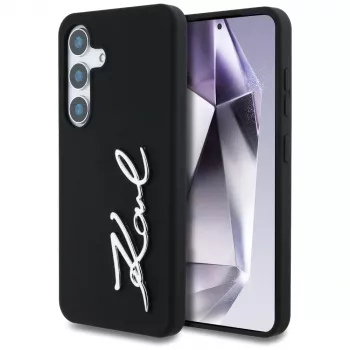 KARL LAGERFELD Silicone Metal Signature Logo futrola za Samsung Galaxy S25, crna