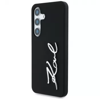 KARL LAGERFELD Silicone Metal Signature Logo futrola za Samsung Galaxy S25, crna