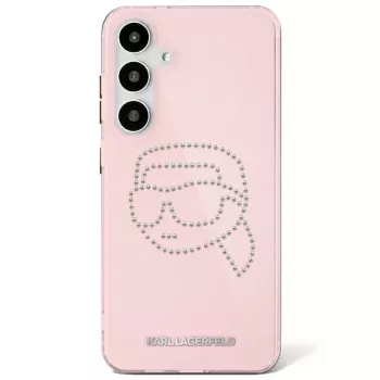 Karl Lagerfeld Rhinestones Karl Head Logo futrola za Samsung Galaxy S25 (roza)