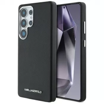 Karl Lagerfeld Saffiano Full-Wrapped Elongated Metal Logo MagSafe futrola za Samsung Galaxy S25 Ultra, crna