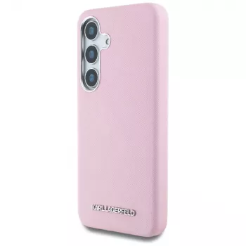 Karl Lagerfeld Saffiano FullWrapped Elongated Metal Logo MagSafe futrola za Samsung Galaxy S25+, ružičasta
