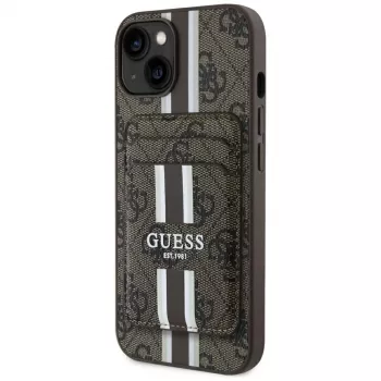 Guess 4G Stripes wallet futrola s MagSafe za iPhone 15, smeđa