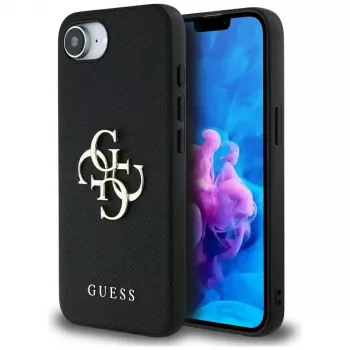 Guess Grained Big 4G Logo Small Classic Logo futrola za telefon za iPhone 16e (crna)